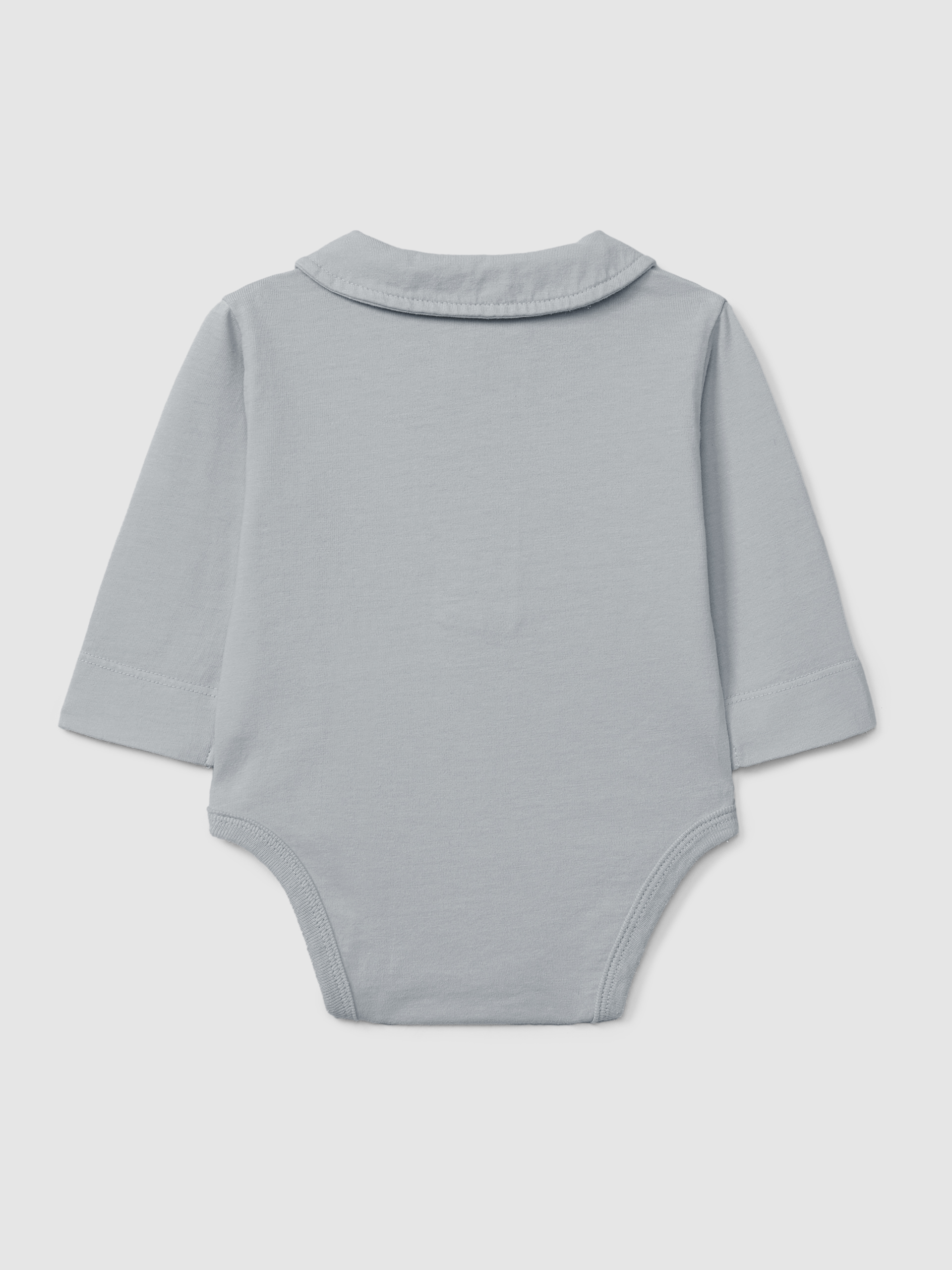 Organic cotton plain bodysuit with peter-pan collar