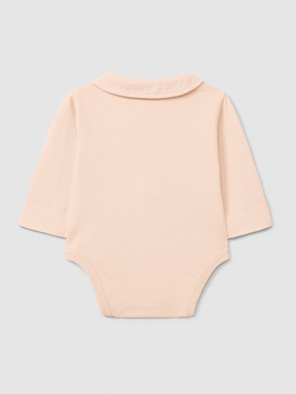 Organic cotton plain bodysuit with peter-pan collar Organic cotton plain bodysuit with peter-pan collar