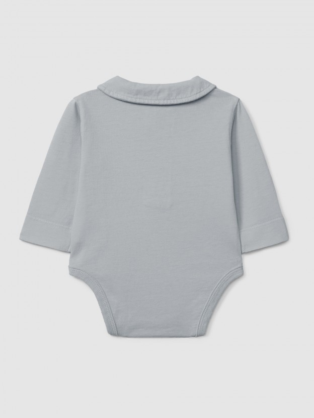 Organic cotton plain bodysuit with peter-pan collar Organic cotton plain bodysuit with peter-pan collar