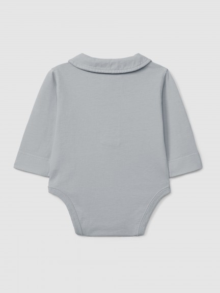 Organic cotton plain bodysuit with peter-pan collar Organic cotton plain bodysuit with peter-pan collar