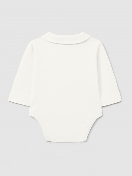 Organic cotton plain bodysuit with peter-pan collar Organic cotton plain bodysuit with peter-pan collar