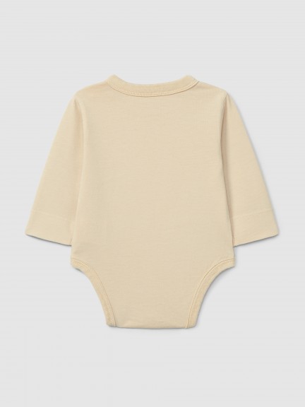 Organic cotton collarless bodysuit with pocket Organic cotton collarless bodysuit with pocket