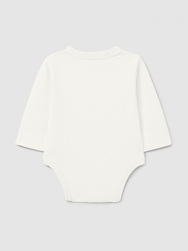 Organic cotton collarless bodysuit with pocket Organic cotton collarless bodysuit with pocket