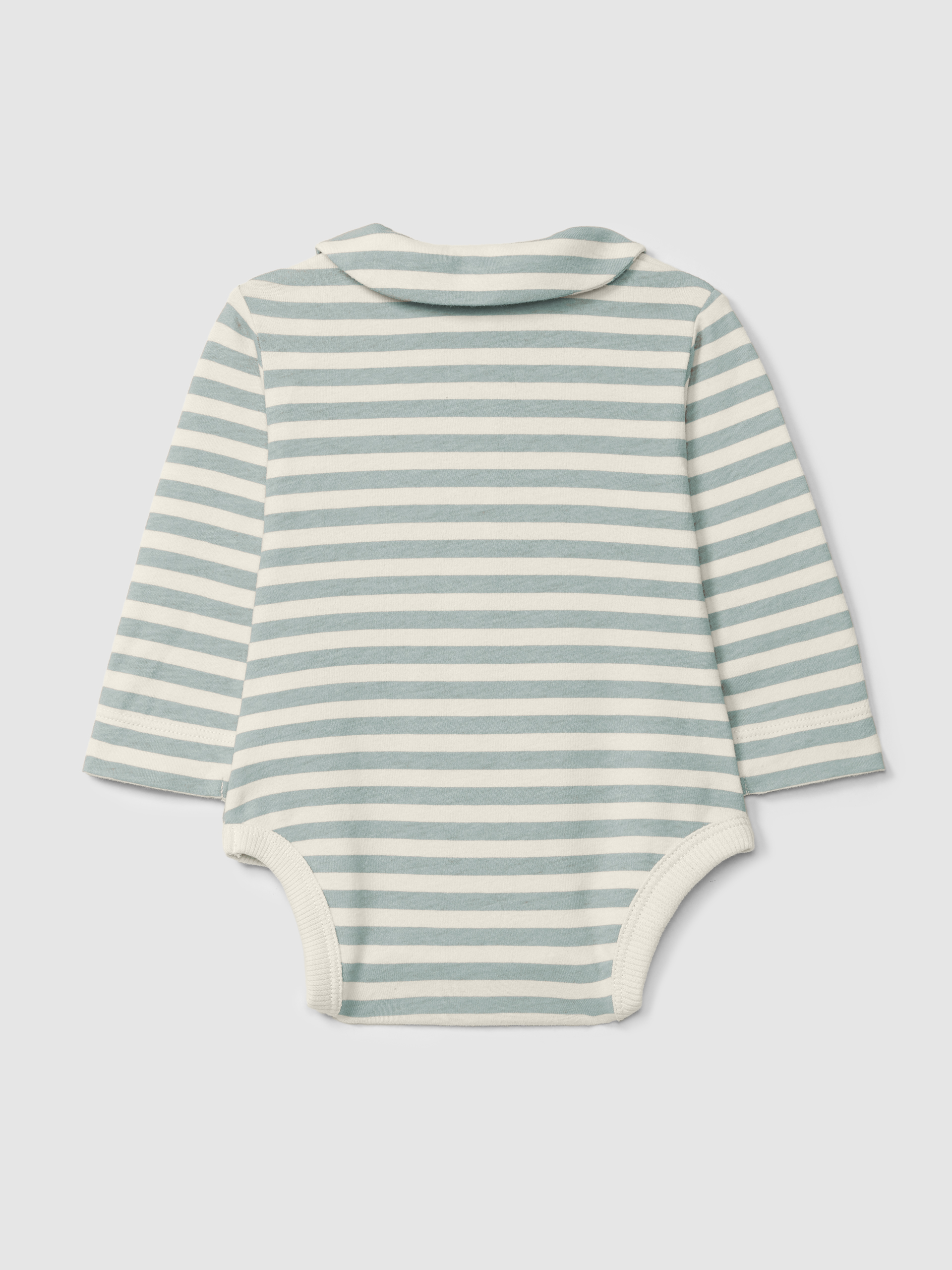 Striped bodysuit with peter-pan collar