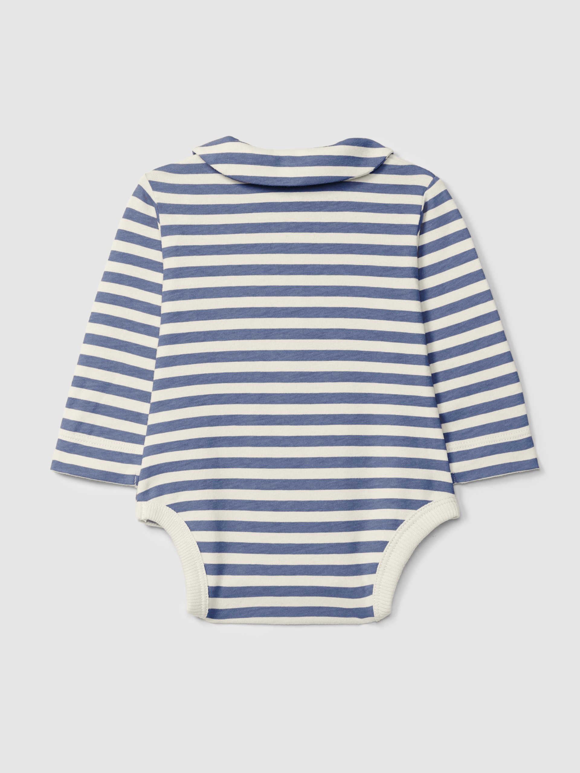 Striped bodysuit with peter-pan collar