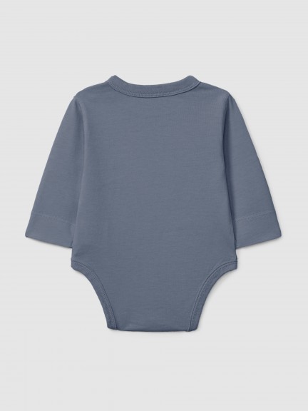 Organic cotton collarless bodysuit with pocket Organic cotton collarless bodysuit with pocket