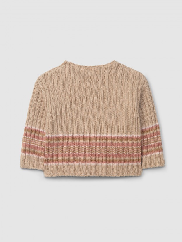 Knitted jumper with striped hem