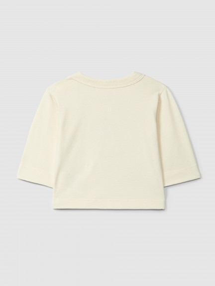 Printed longsleeve with fabric appliqué Printed longsleeve with fabric appliqué