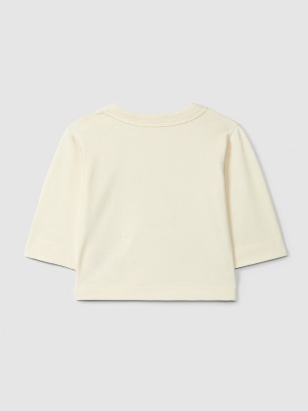Printed longsleeve with fabric appliqué Printed longsleeve with fabric appliqué