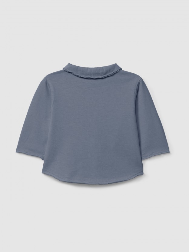 Organic cotton polo shirt pointy collar Organic cotton polo shirt pointy collar
