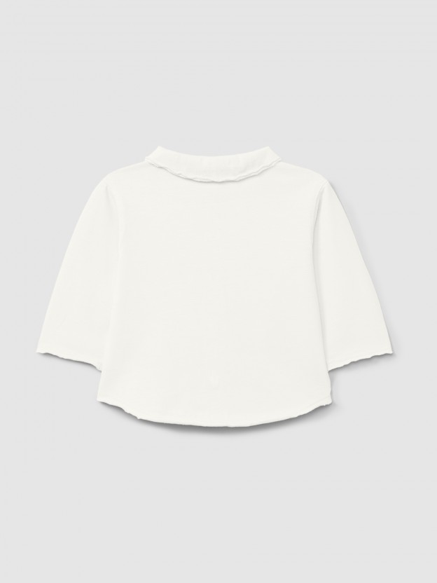 Organic cotton polo shirt pointy collar
