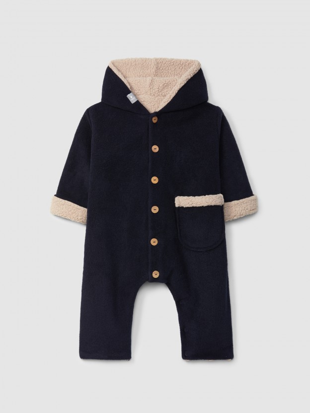 Fleece hooded pramsuit
