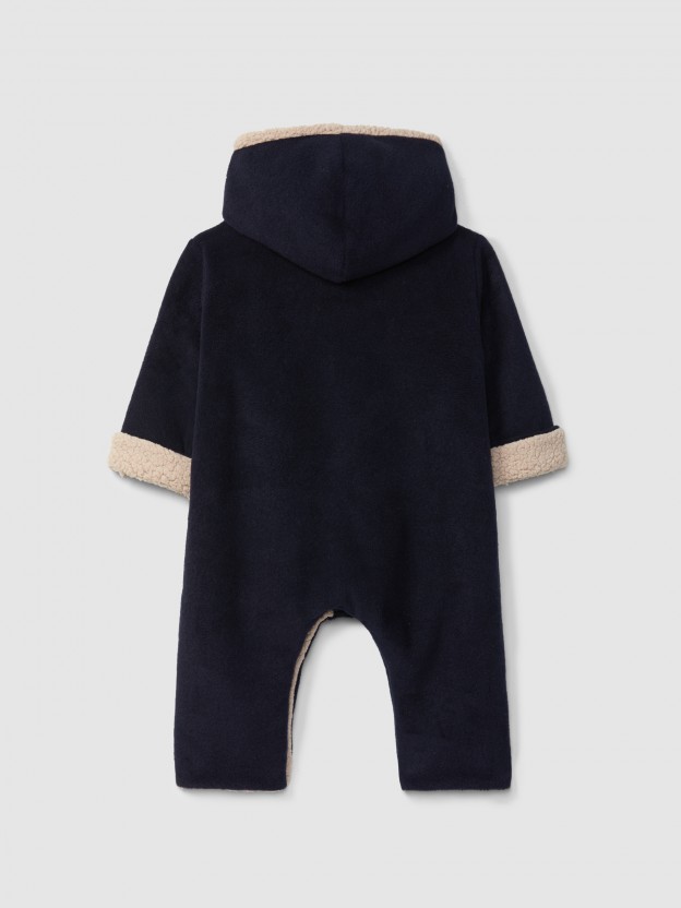 Fleece hooded pramsuit
