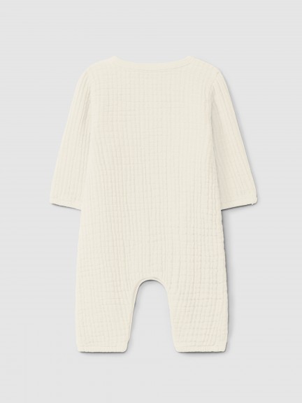Double gauze crossover romper with cotton padding Double gauze crossover romper with cotton padding