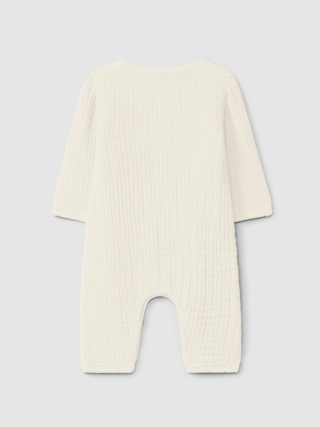 Double gauze crossover romper with cotton padding