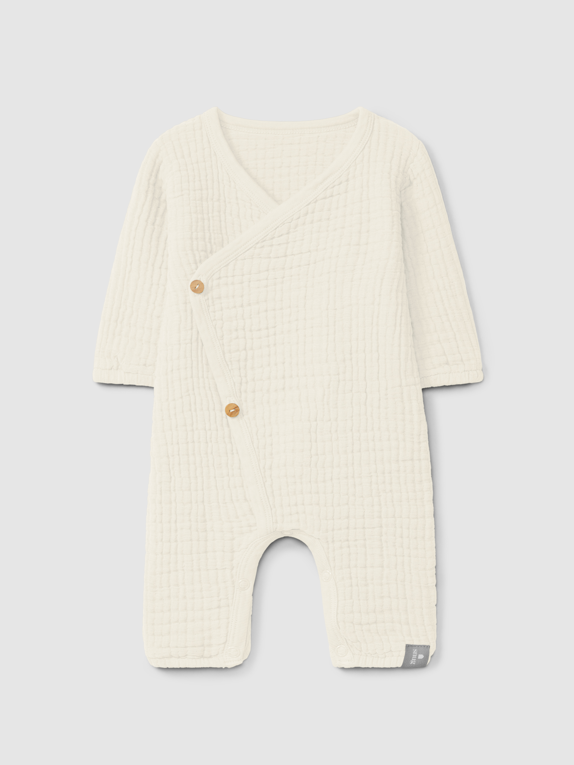 Double gauze crossover romper with cotton padding