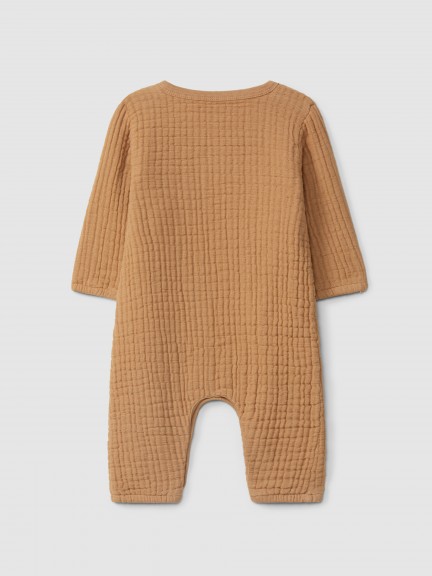 Double gauze crossover romper with cotton padding Double gauze crossover romper with cotton padding