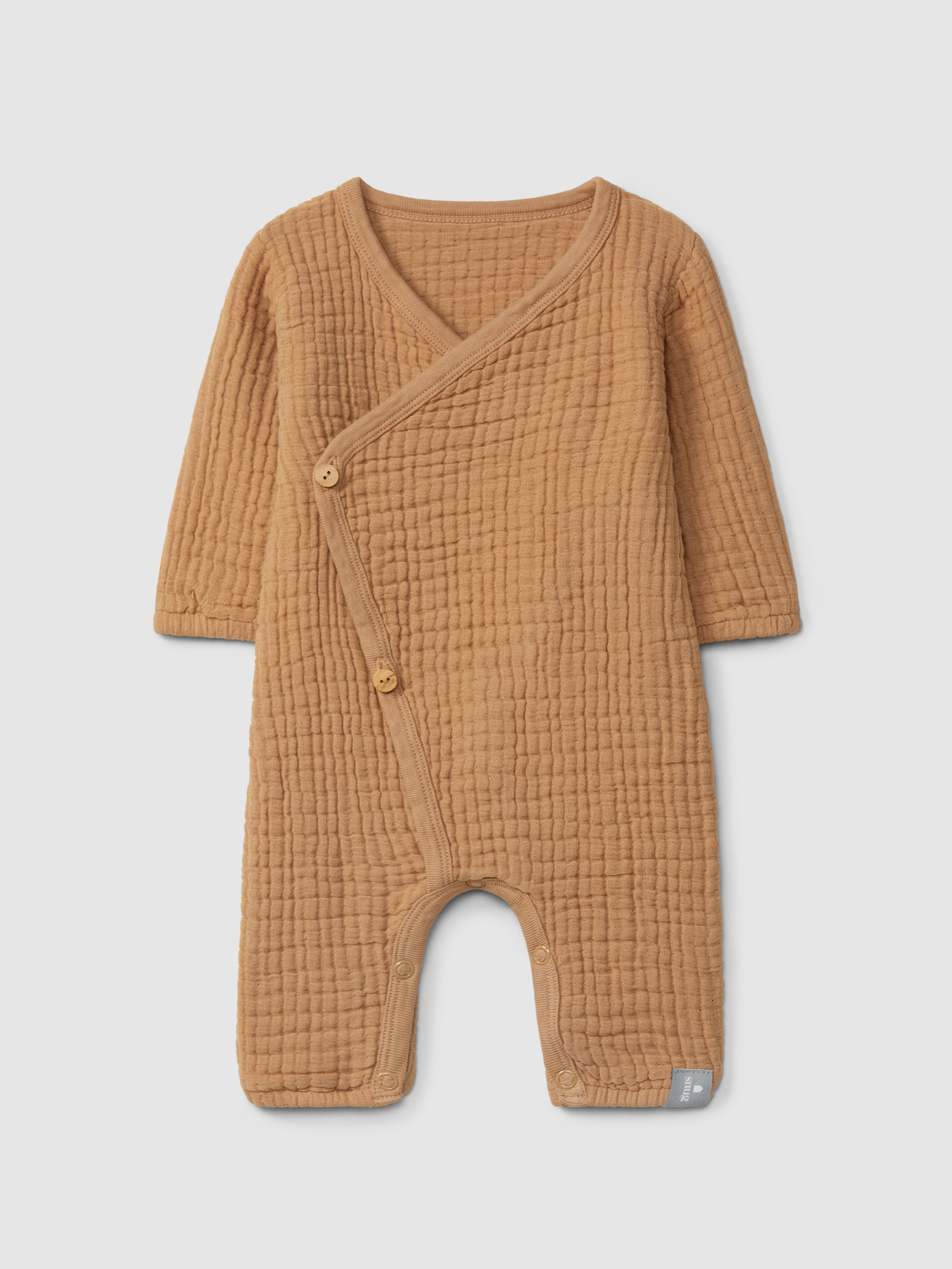 Double gauze crossover romper with cotton padding